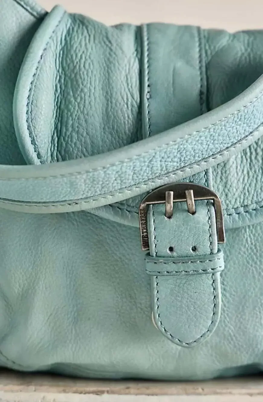 Free People We The Free Baby Asher Tote Washed Sail Blue Leather Bag